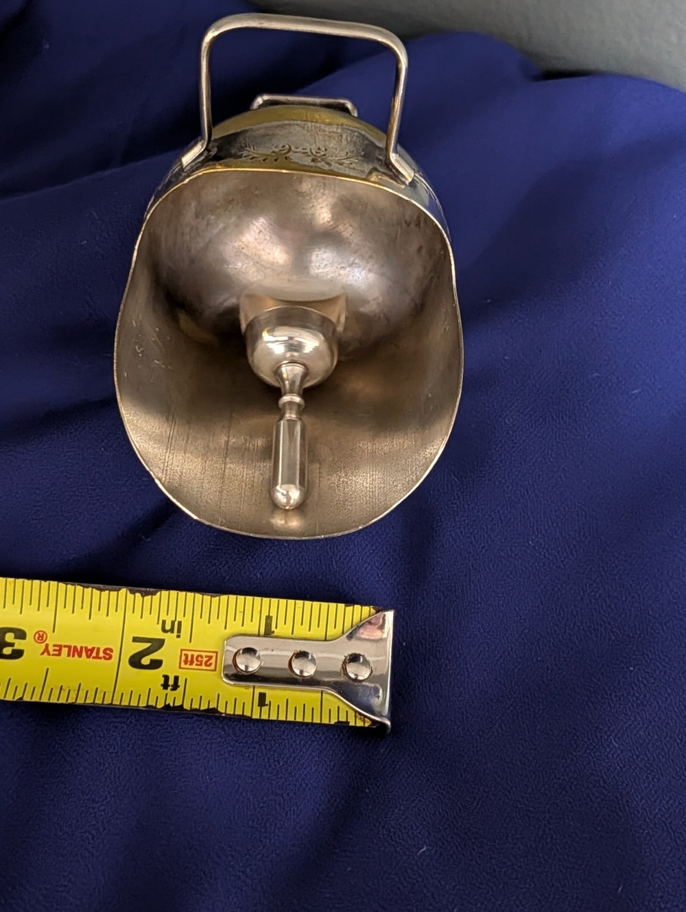 Vintage Silver-Plated Sugar Scoop with Handle - Silver and Gold Tones - Picture 8 of 9